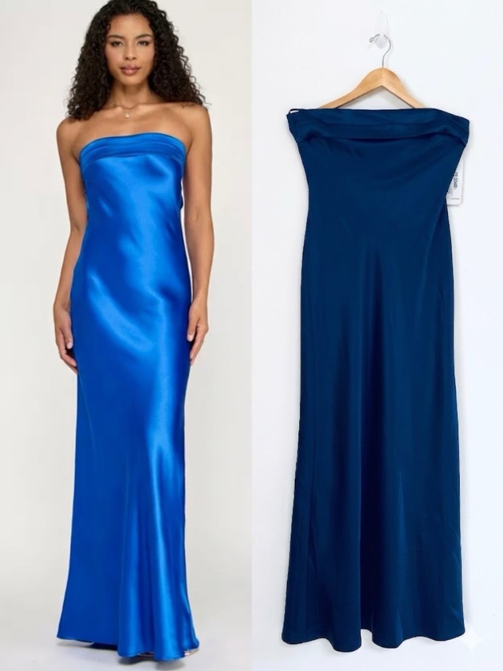 Strapless Satin Evening Dress in  Navy Blue SZ XL NWT